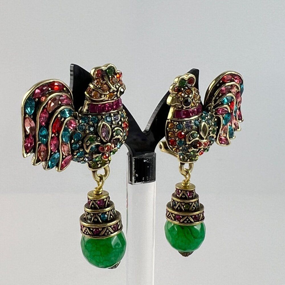 Heidi Daus Statement Rule The Roost Multicolor Crystal Beaded Drop Earrings - Picture 6 of 8